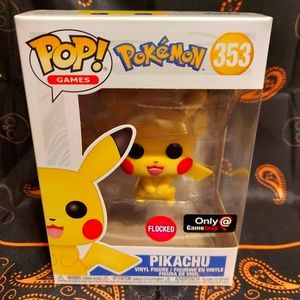 Funko pop - pokemon pikachu (flocked) (gamestop)